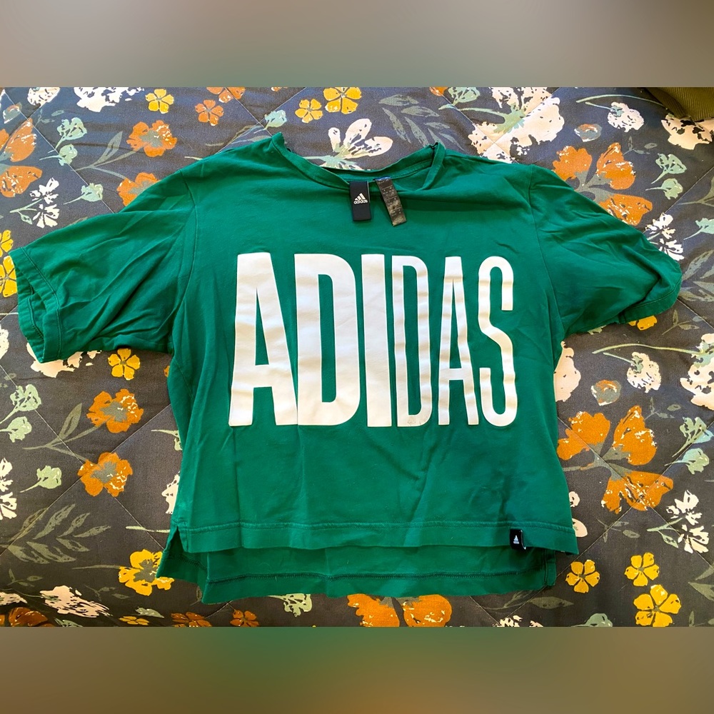 Green Adidas cropped tshirt